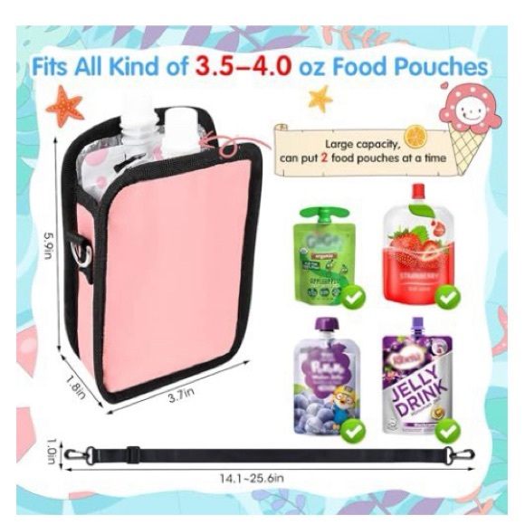 Travel Food Pouch Pack of 2 Cooler, Pouch Cooler Sleeve with Strap (2) NWOT - Picture 3 of 10